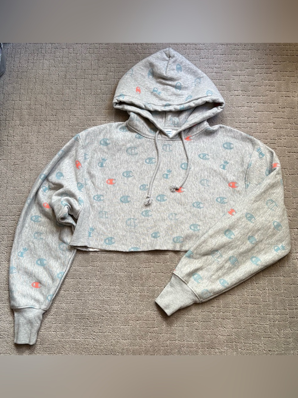 Champion Reverse Weave Cropped Heather Gray Hoodie - Picture 2 of 6